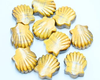 1, 2, 3, 4, 5 piezas de cuentas de piedra preciosa talladas en concha de ojo de tigre natural de calidad AAA, cuentas de cabujón de ojo de tigre talladas a mano para la fabricación de joyas, 22 mm Regalo