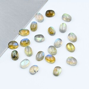 AAA Quality Natural Labradorite Plain Oval Cabochon Beads, Labradorite Making Jewelry Beads, Carved Gray Loose Gemstone Beads, 8x6MM Beads