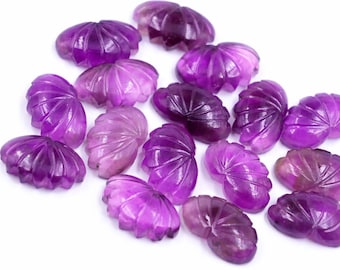 1 Stück, natürliche lila Amethyst Carving Lotus Form lose Perlen, natürlicher Amethyst Edelstein, Frauen Schmuck Stein machen 13 x 20 mm Edelstein