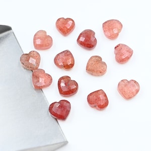 AAA Erdbeerquarz Herzform Brioletten, Natürliche Rosa Facettierte Herzform Edelstein Perlen, Lose Handgeschnitzte Perlen, Herzperlen 10MM