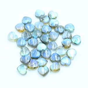 AAA Labradorite Heart Shape Briolettes, Natural Labradorite Plain Heart Shape Gemstone Beads, Loose Hand Carved Beads, Heart Beads 10MM