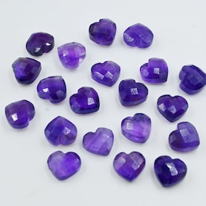 AAA Purple Amethyst Heart Shape Briolettes, Natural Amethyst Faceted Heart Shape Gemstone Beads, Loose Hand Carved Beads, Heart Beads 10MM