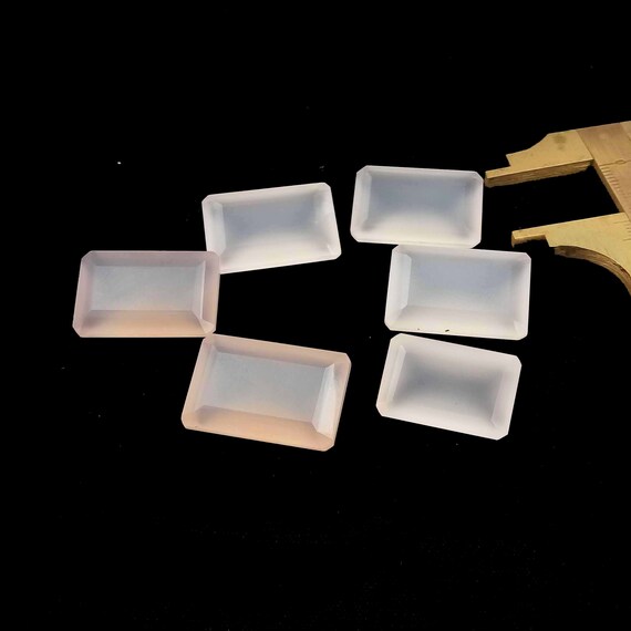 6 Faceted Rose Quartz Gemstones, Rectangular Cut Cabochons (15x23 mm)