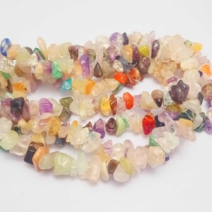 34 Inch Multi Stone Chip Strand: Raw Crystal Jewelry Making