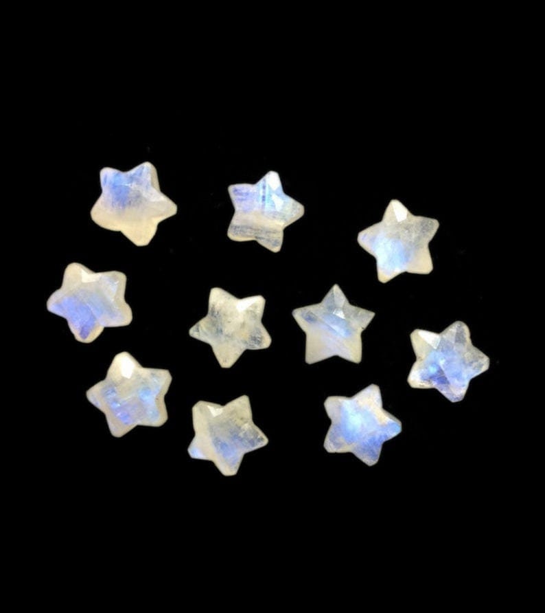 234 Pcs natural AAA rainbow moonstone star carved Gems image 1