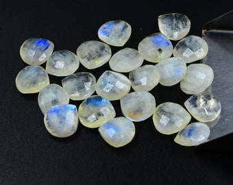 AAA Rainbow Moonstone Heart Shape Briolettes, Natural Rainbow Faceted Heart Shape Gemstone Beads, Loose Hand Carved Beads, Heart Beads 10MM