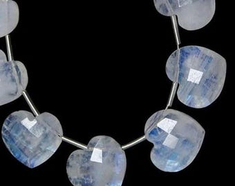 AAA Rainbow Moonstone Heart Shape Briolettes, Natural Rainbow Faceted Heart Shape Gemstone Beads, Loose Hand Carved Beads, Heart Beads 10MM