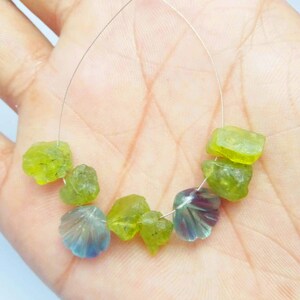 Raw Green Peridot Gemstone Beads Strand: Jewelry Making Supplies