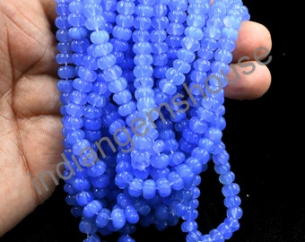 10 Pieces Blue Chalcedony Carved Melon Rondelle Shape Beads- ChalcedonyPumpkin Beads- Hand Carved Melon Beads- AAA Grade Carving Melon Beads