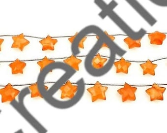 25 Pieces Natural Carnelian Star Briolettes, Orange Gemstone Beads, Hand Carved, 10MM Spiritual & Jewelry