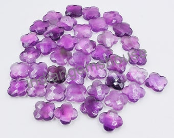 5-10 Pcs Natural Amethyst Faceted Carved Clover Loose Gems, Amethyst Carved Clover, Wholesale Amethyst Gemstone, Women Jewelry Sale Stone