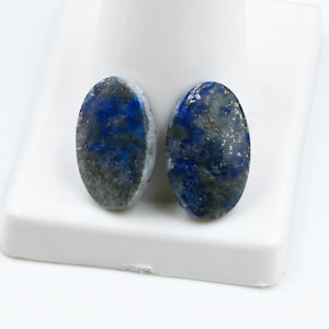 Natural Lapis Lazuli Fancy Shape Loose Cabochon Matching Pairs, Semi-Precious Gemstones For Jewelry Making, Jewelry Loose Pair 17x12x3 mm