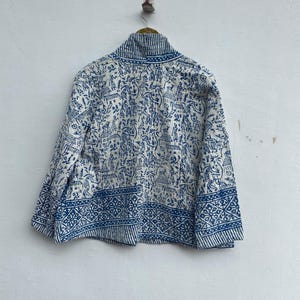 Handgjord bomulls Kantha kort kimonojacka – Boho Boho sommarytterkläder bild 3
