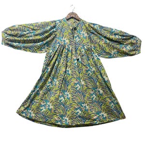 Indigo Cotton Maxi Gown: Boho Floral Summer Dress