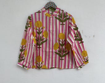 Flower Print Cotton Shirt: Lightweight Everyday Fashion