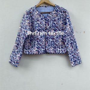 Quiltad kort jacka med kimono, öppen framtill, vändbar kappa, kort topp, bohemiska ytterkläder