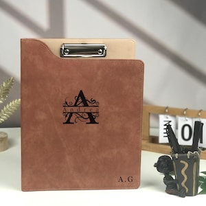 Custom Leather Portfolio, Vegan Leather Clipboard with Personalised Engravings, Fits for A4/ Legal paper, Document Holder, Gift for Him/ Her