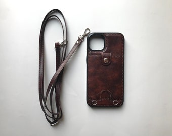 Custom Leather iPhone Case Wallet with Crossbody Strap for iPhone 13/ iPhone 12/ iPhone 11/ iPhone 8/ iPhone 7/ iPhone XS/ iPhone SE 2nd Gen