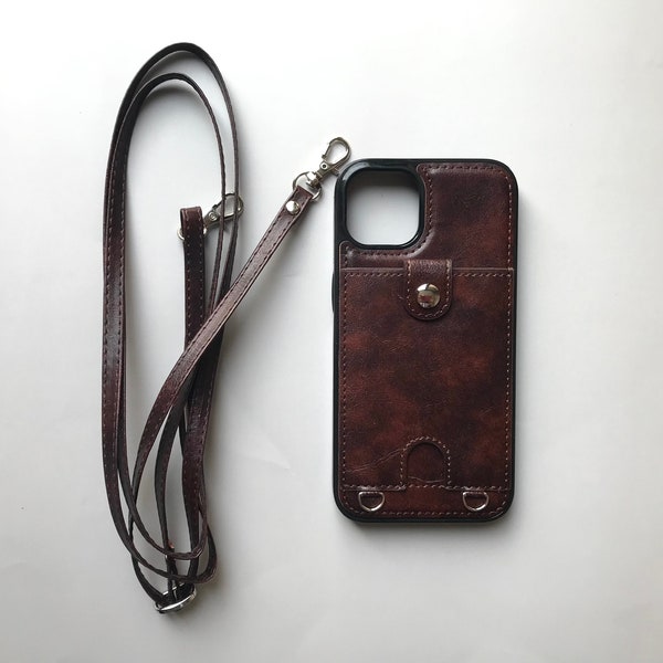 Custom Leather iPhone Case Wallet with Crossbody Strap for iPhone 13/ iPhone 12/ iPhone 11/ iPhone 8/ iPhone 7/ iPhone XS/ iPhone SE 2nd Gen