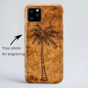 Personalised Golden Madrone iPhone Case for iPhone 15 Pro Max/ iPhone 14 Pro Max/13 Pro Max, Engraved Wood iPhone Case for Him/ Her