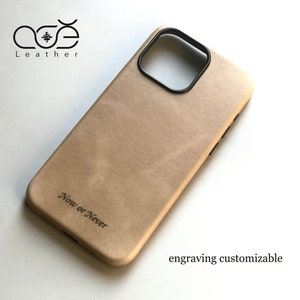 Funda de piel auténtica personalizada de primera calidad para iPhone con MagSafe para iPhone 16/iPhone 15/iPhone 14/iPhone 13/iPhone 12, regalo para él/ella