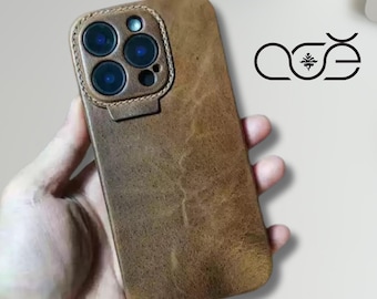 Personnalisé fait main en cuir de vachette premium pour iPhone 17/iPhone 16/iPhone 15/iPhone 14, gravure personnalisée pour iPhone en cuir