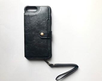 Op maat gemaakte lederen iPhone-hoes portemonnee met riem voor iPhone 12/ iPhone 11/ iPhone 8/ iPhone 7/ iPhone XS/ iPhone SE 2e generatie
