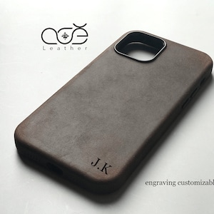 Funda de piel auténtica personalizada para iPhone con MagSafe para iPhone 16 Pro Max/iPhone 15/iPhone 14/iPhone 13/iPhone 12, regalo para él/ella