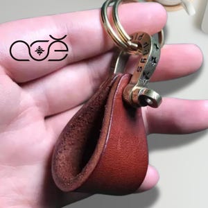 Handmade Vintage Genuine Leather Keychain with Brass Buckle, Gift for Him 2025