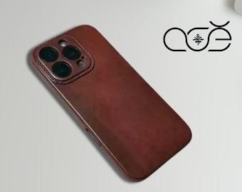 Fait main en cuir de vachette de qualité supérieure pour iPhone 17/iPhone 16/iPhone 15/iPhone 14/iPhone 13, gravure personnalisée pour iPhone en cuir