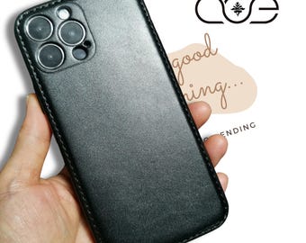 Handmade Vegetable Tanned Leather iPhone Case for iPhone 17/ iPhone 16 Pro/ iPhone 15 Pro / iPhone 14 Pro/ iPhone 13, Engraving iPhone Case