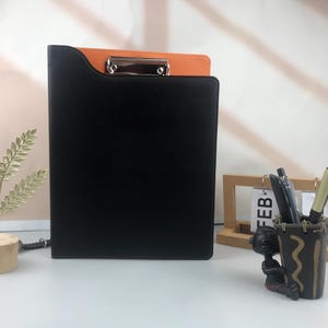 Custom Leather Portfolio, Vegan Leather Clipboard with Personalised Engravings, Fits for A4/ Legal paper, Document Holder, Gift for Him/ Her
