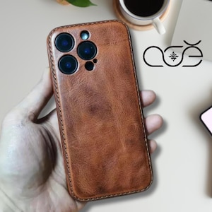 Custodia per iPhone in pelle di vacchetta di alta qualità fatta a mano per iPhone 16/iPhone 15/iPhone 14/iPhone 13, custodia per iPhone in pelle con incisione personalizzata, regalo 2025