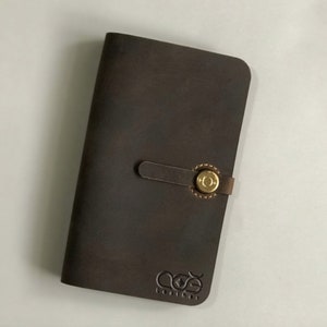 Monedero de cuero Crazy Horse personalizado con billetera dividida en el interior, billetera de cuero delgada y larga con hebilla, regalo de cumpleaños (marrón)