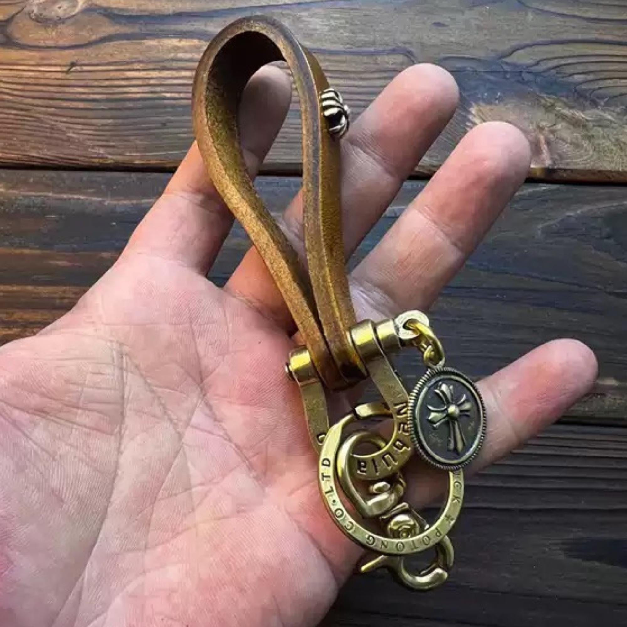 Handmade Vintage Genuine Leather Keychain With Brass Buckle, Gift for ...