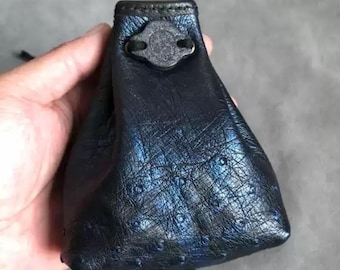 Genuine Leather Drawstring Pouch, Handmade Leather Purse, Coin Pouch, Jewelry Bag, Cash Holder, Coin Purse