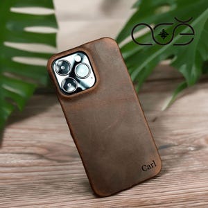 Custodia personalizzata in pelle Crazy Horse Vintage per iPhone 16 Pro/iPhone 15 Pro/iPhone 14 Pro/iPhone 13 Pro/iPhone 12, regalo per lui
