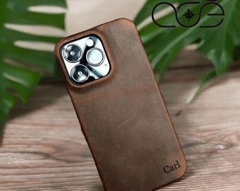 Personalised Vintage Crazy Horse Leather iPhone Case for iPhone 17 Pro Max/ iPhone 16 Pro Max/ iPhone 15/ iPhone 14/ iPhone 13/ iPhone 12