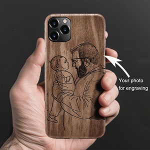 Personalised Handmade Walnut iPhone Case for iPhone 15 Pro Max/ iPhone 14 Pro Max/13 Pro Max, Engraved iPhone Case for Him