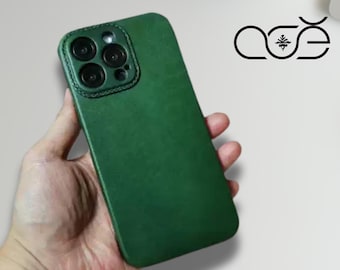 Handmade Premium Cowhide Leather iPhone Case for iPhone 18/ iPhone 17/ iPhone 16/ iPhone 15/ iPhone 14, Custom Engraved Leather iPhone Case