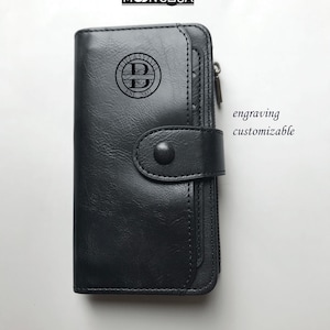 Funda tipo billetera personalizada de piel sintética para iPhone 12, funda tipo billetera de piel con grabado personalizado para iPhone 12, compatible con iPhone 12/iPhone 11