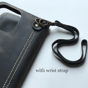 Personalised Genuine Leather iPhone 14 Flip Case Wallet with Wrist Strap, Fits for iPhone 14/ iPhone 13/ iPhone 12/ iPhone 7/8/X, Gift 2025