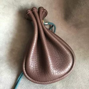 Genuine Leather Drawstring Pouch, Handmade Leather Purse, Soft Coin Pouch, Jewelry Bag, Cash Holder, Coin Purse