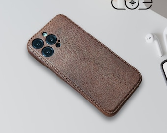 Étui pour iPhone en cuir de vachette vintage fait main pour iPhone 15 Pro/iPhone 14 Pro/iPhone 13, gravure personnalisée en cuir pour iPhone, cadeau 2025
