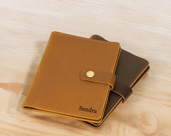 Handmade Custom Crazy Horse Leather Passport Holder, Slim Leather Wallet, Birthday Gift (Tan/ Coffee)