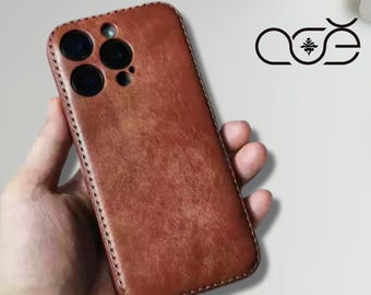 Handmade Italian Leather iPhone Case: Custom Engraving, MagSafe Option, iPhone 17 Pro Max/ iPhone 16 Pro Max/ 15 Pro Max/ 14 Pro Max/ 13 Pro
