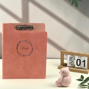 Custom Leather Portfolio, Vegan Leather Clipboard with Personalised Engravings, Fit for A4/Legal paper, Document Holder, School/ Office Gift