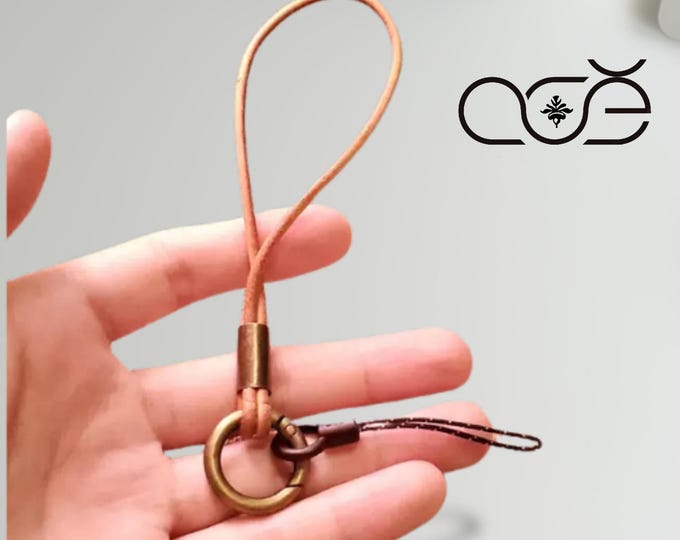 Handmade Genuine Leather iPhone Strap for iPhone 16/ 15/ 14/ Samsung Galaxy, Leather iPhone Sling Ring