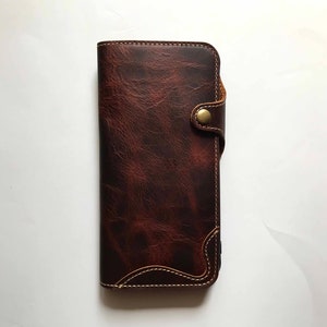 Funda tipo billetera con tapa de cuero genuino personalizada para iPhone 14, compatible con iPhone 15, iPhone 14, iPhone 13, iPhone 12, iPhone 11, iPhone 7, 8 y X, regalo