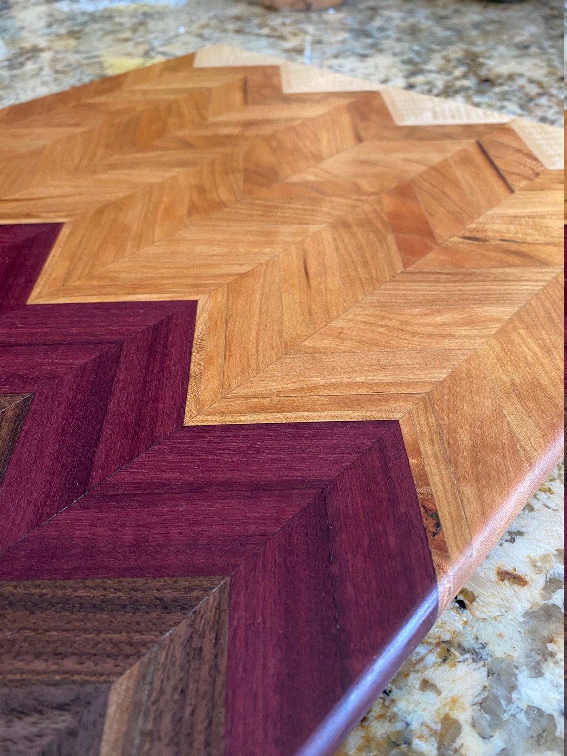 End Grain Hardwood Chevron Pattern Cutting Board Etsy